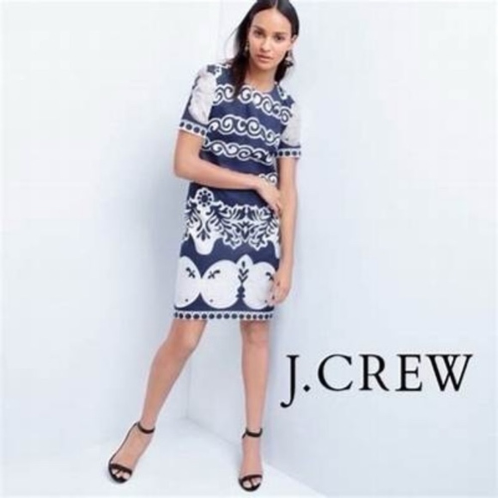 NWT J. Crew Embroidered Shift Dress Size S